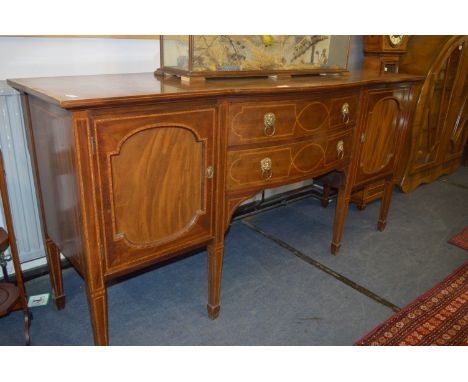 Edwardian Mahogany Inlaid Bow Fronted Sideboard 