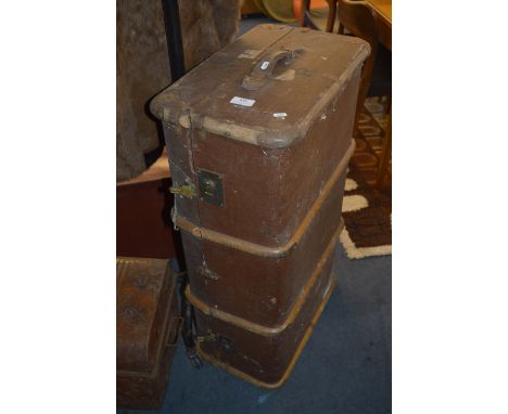 Wood Bound Canvas Travel Trunk 