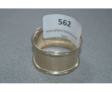 Engine Turned Engraved Silver Napkin Ring - Birmingham 1920, Approx 13.7g 