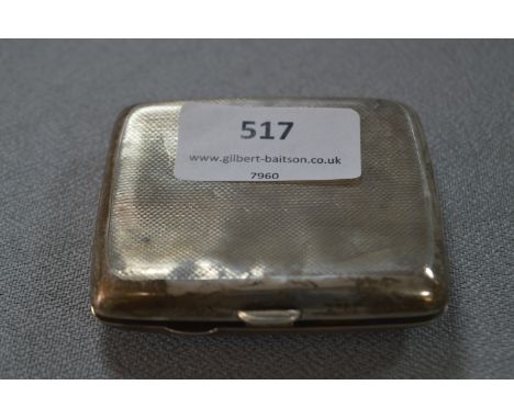 Engine Turned Engraved Silver Cigarette Case - Birmingham 1938, Approx 79.9g 