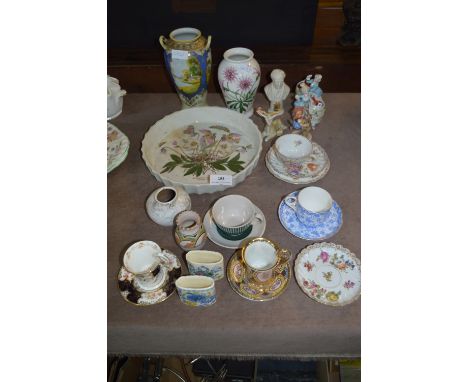 Quantity of Pottery; Portmeirion Vase and Dish, Noritake Vase, Cabinet Cups & Saucers, Goebel Figure, etc. 