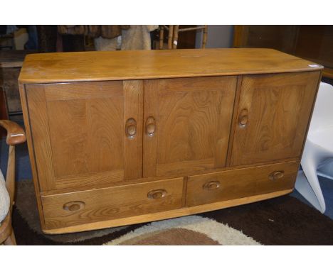Ercol Light Wood Sideboard with Three Doors and Two Drawers 