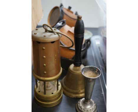 Brass miners lamp and others