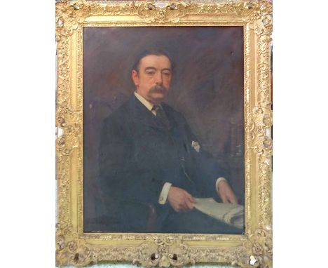 PHILIP STREATFEILD (English 1879-1915) 'Portrait of Mr Luke Hansard' and 'Portrait of Mrs Hansard', a pair of pendant oils on