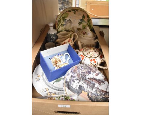 An Aynsley 'Just Orchids' cake plate, a Portmeirion 'Botanic Garden' plate, a Royal Doulton limited edition display plate Com