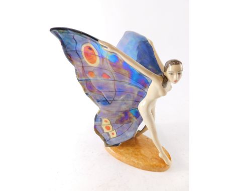 A Carltonware figure Butterfly Girl, limited edition number 16/350, blue colourway, printed marks beneath, 25cm high. 