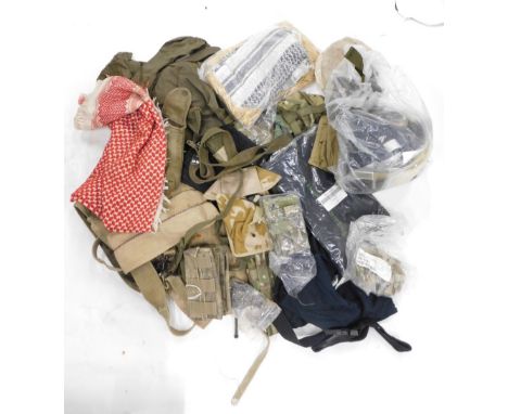 Various mixed army surplus pouches and belts, in green, etc., Civil Defence Corps Kangol beret 7/8, with Civil Defence Corps 