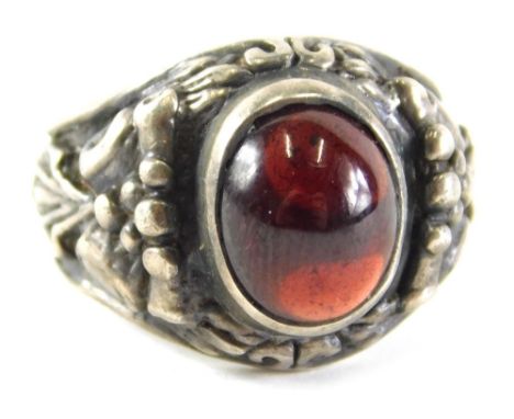 A 1861 type Military Academy West Point silver ring, size J. (cased)