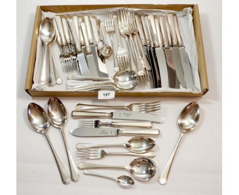 A K Bright Ltd silver plated cutlery set of six place settings including dinner knives, forks, dessert knives, forks and spoo