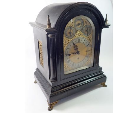 A Victorian large ebonised bracket clock by Nathan &amp; Co, Birmingham, with chiming fusee movement striking on eight gongs,