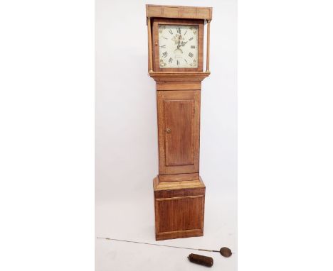 An 18th century oak longcase clock with painted dial by Spurrier of Tewkesbury (Tewksbury spelt without an e), 30 hour moveme