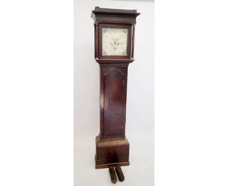 An 18th century oak longcase clock with painted face by Richard Crew of Tewkesbury, 