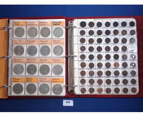Two coin albums including first album: British pre-decimal and decimal coins large collection of farthings with William IV 18