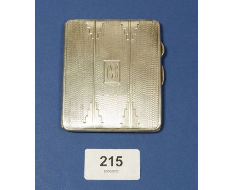 A silver Art Deco cigarette case, Birmingham 1933, 91g 