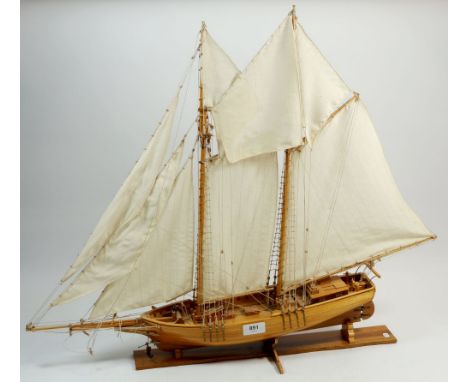 A model sailing ship, 63cm long 