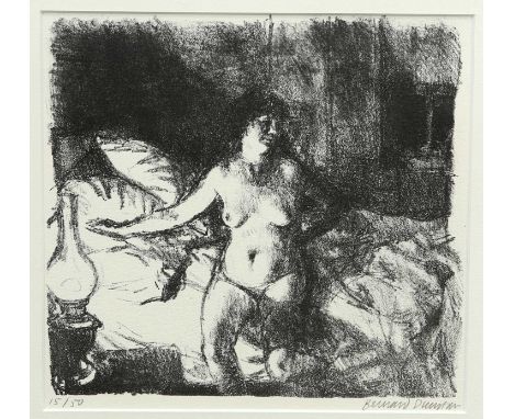AFTER BERNARD DUNSTON (1920-2017) NUDE BY LAMPLIGHT ‡ Signed lithograph 15/50  24.5cm x 26cmExhibited at the Mall Galleries i
