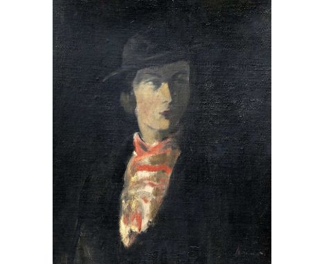 JACOB KRAMER (1892-1962) PORTRAIT OF A LADY IN RIDING HAT ‡ SignedOil on canvas laid to board53cm x 46cmDear John,The Kramer 