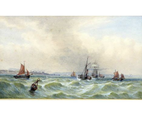 J.F. BRANEGAN (19TH CENTURY) A PAIR OF VIEWS "SCHOONER OFF THE TEES" AND "SANDSEND FROM WHITBY" Signed and inscribedWatercolo