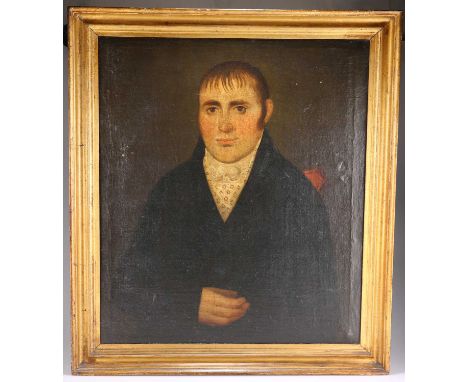 19TH CENTURY ENGLISH SCHOOL PORTRAIT OF A MAN Oil on canvas 66cm x 57cm