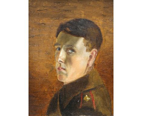 EARLY 20TH CENTURY BRITISH SCHOOL PORTRAIT OF A SOLDIER, POSSIBLY A SELF PORTRAIT Oil on canvas board38.5cm x 28.5cm