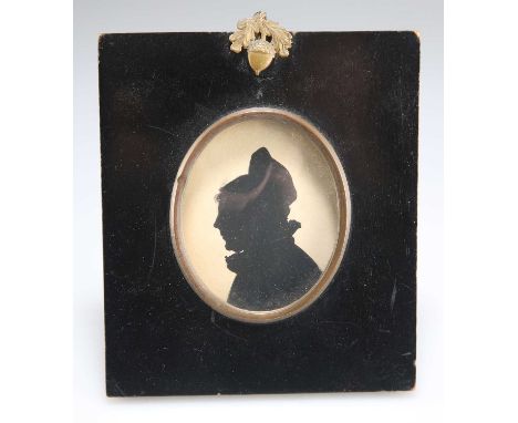 19TH CENTURY ENGLISH SCHOOL PORTRAIT SILHOUETTE OF A LADY Watercolour 7.5cm x 6cm