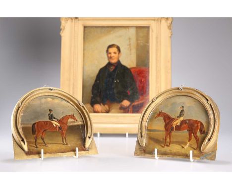 CIRCLE OF HENRY THOMAS ALKEN (1785-1851) PAIR OF PORTRAITS OF TWO OF JOHN BOWES' DERBY WINNERS "COTHERSTONE" AND "MUNDIG" Pai