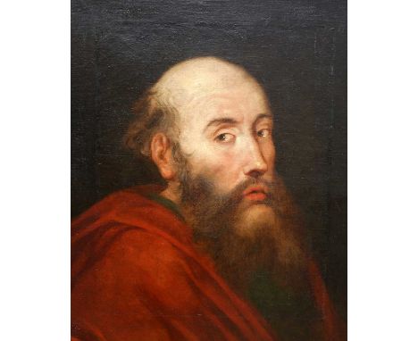 17TH/18TH CENTURY FLEMISH SCHOOL PORTRAIT OF A SAINT Oil on canvas, added to on all sides at a later dateOriginal 34cm x 29cm