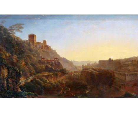 19TH CENTURY ENGLISH SCHOOL ITALIANATE LANDSCAPE Possibly monogrammed lower leftOld Christies stencil versoOil on canvas67cm 