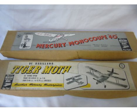 2 Vintage boxed model kits in balsa wood The Tiger Moth and Mercuary Monocoupe