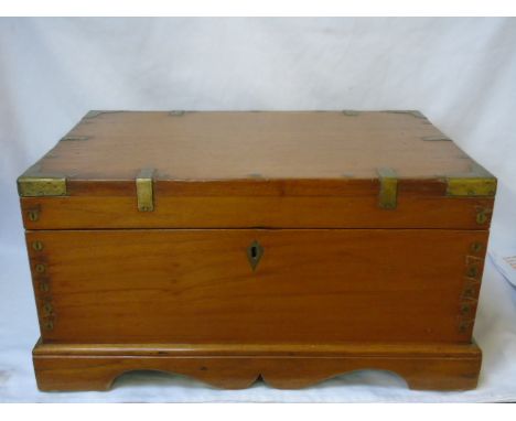 Small teak brass bound trunk