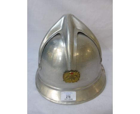Vintage aluminium fireman's helmet