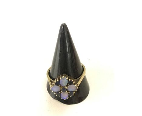 A 9ct opal and sapphire dress ring