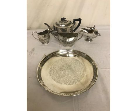 An EPBM plate tea service on tray; together with scuttle
