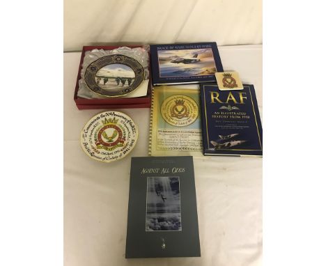 An RAF plate by Spode and others; together with books on the RAF