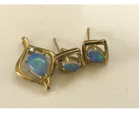 Opal earrings and pendant