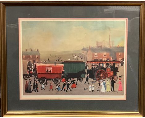 Helen Layfield Bradley, (1900-1979) Big Bertha comes to Leessigned in pencil lower right margin, blind stamp lower left, lith