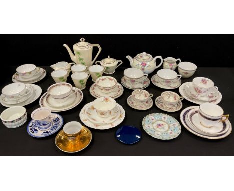 Tea trios including; Noritake, Rosenthal, Bavaria, Royal Albert; art deco coffee set for four.