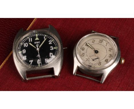 A Military wristwatch Moeris ATP (Army Trade Pattern) wristwatch head, 33mm diameter, unsigned silver dial with Arabic numera