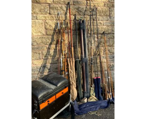Fishing and angling - Canes including; The Champion Fosters Ashbourne, Alan Ridwell Custom rods, Matchbox fishing seat; etc