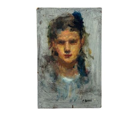 Portrait of a woman - Small oil painting on board, from the 20th century Italian school, depicting a portrait of a woman.  Di