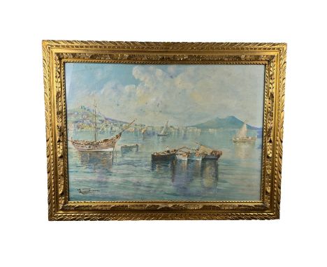 View of Naples from the sea - M. Gianni - Oil painting on canvas, early 20th century Italian school by Maria Gianni (1873 - 1