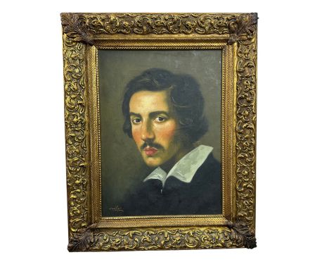 Portrait of Gian Lorenzo Bernini - Unidentified artist. Oil painting on canvas, from the second half of the 20th century, Ita
