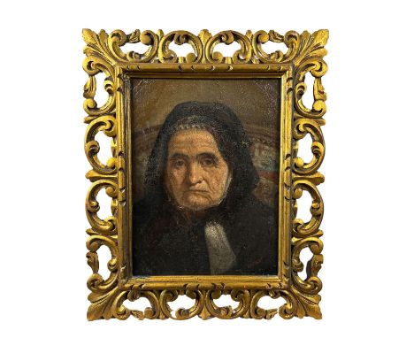 Portrait of an Elderly Woman - Bertolotti (Unidentified Artist) - Oil painting on canvas applied to cardboard, 20th century, 