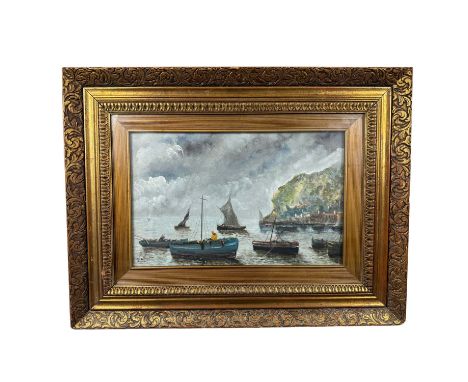 Seascape with boats - S. Nasti - Oil painting on canvas, 20th century, Italian school, depicting a seascape with boats. Dimen