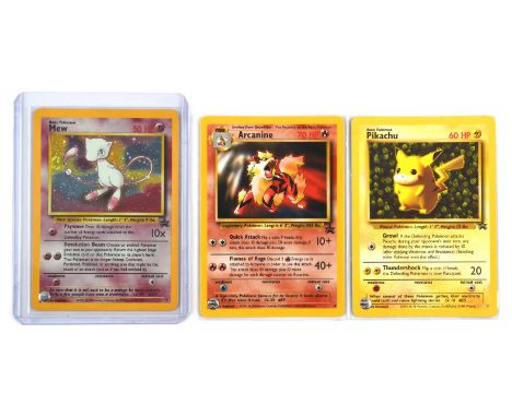 Pokemon TCG. Lot of three Wizards of the Coast Black Star promos holo Mew 9, Pikachu 1 and Arcanine 6. This item is from the 