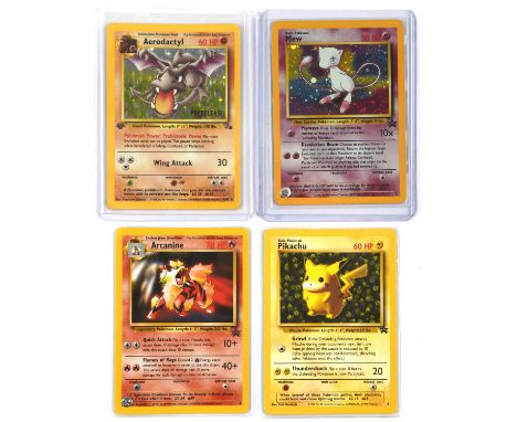 Pokemon TCG. Lot of four Wizards of the Coast Promos Including Black Star promos holo Mew 9, Pikachu 1, Arcanine 6 and prerel