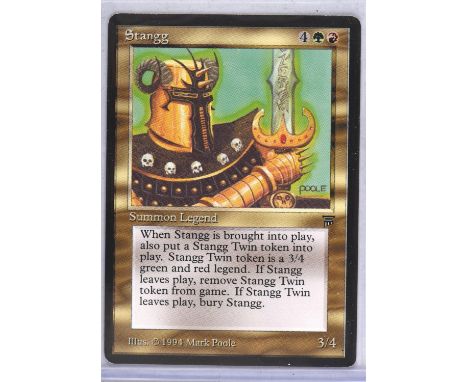 Magic The Gathering TCG. Stangg. Legends Expansion MTG card. Provenance: from the collection of a former player who started p