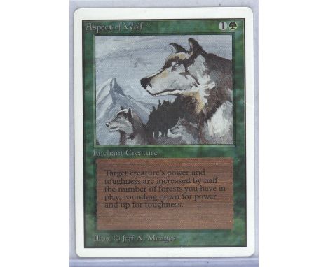 Magic The Gathering TCG. Aspect of Wolf. Unlimited Edition. Aspect of Wolf MTG card.  Provenance: from the collection of a fo