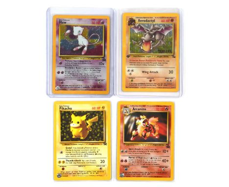 Pokemon TCG. Lot of four Wizards of the Coast Promos Including Black Star promos holo Mew 9, Pikachu 1, Arcanine 6 and prerel