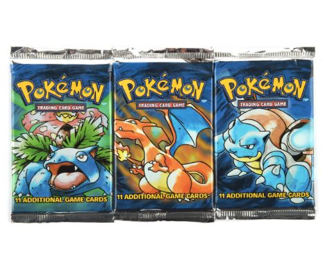 Pokemon TCG. 3x Sealed Base Set Booster Packs complete art set; Charizard (21.1g), Blastoise (21.1g) and Venusaur (21.2g). Th